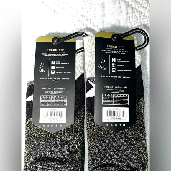 Lot Of 2 - $24.99 Stance Freshtek Performance Hiking Socks